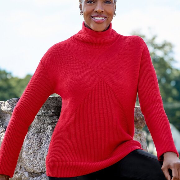 Talbots Mixed Stitch Mockneck Sweater - Picture 3 of 15